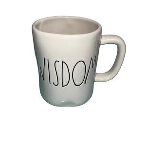 Rae Dunn Farmhouse Coffee Mug White Wisdom Spell Out Print Ceramic Artisan